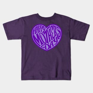 happy mothers day purple heart Kids T-Shirt